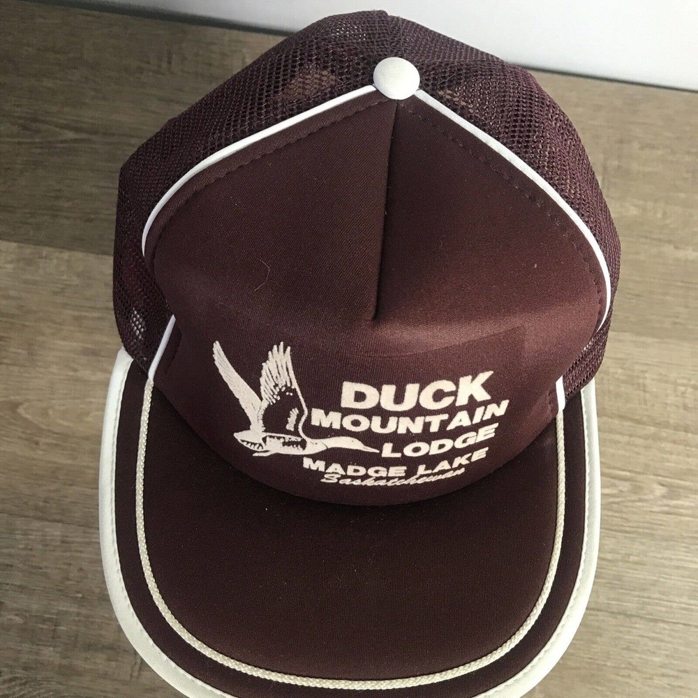 Vtg Duck Mountain Lodge Madge Lake Saskatchewan Canada Purple SnapBack Hat P1 - Picture 5 of 12